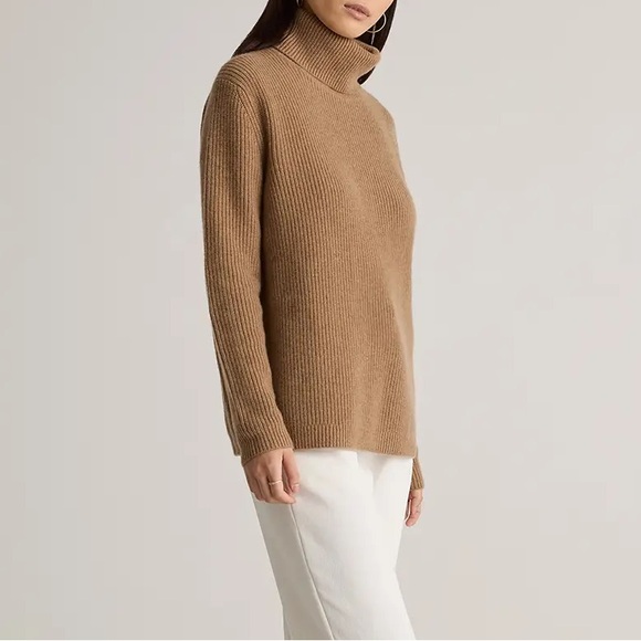 Quince Mongolian Cashmere Fisherman Turtleneck Sweater in Teak - Picture 2 of 11